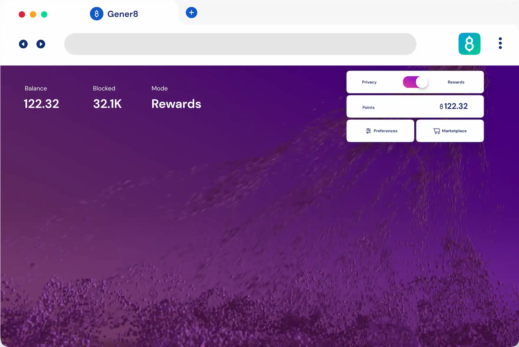 Browser with Gener8 extension